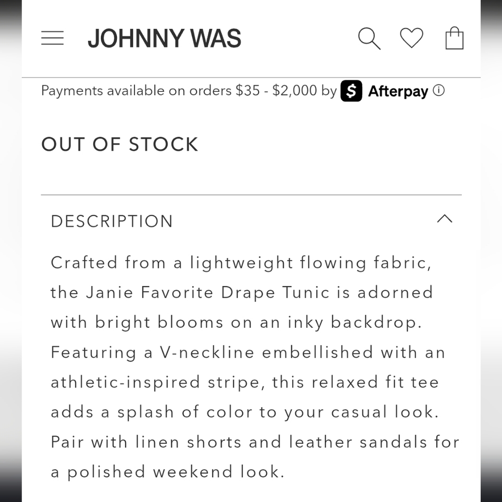 Johnny Was The Janie Favorite Drape Tunic - Picture 10 of 11